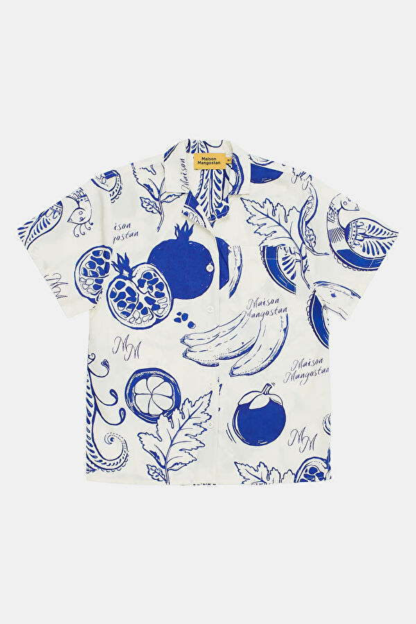 Relax Fit White Patterned Kids Shirt