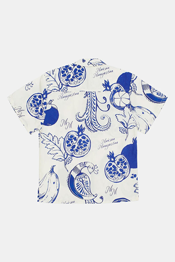 Relax Fit White Patterned Kids Shirt 2