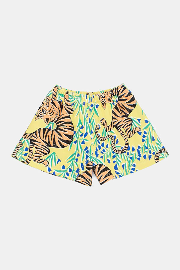 Mustard Patterned Kids Shorts