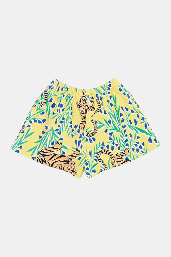 Mustard Patterned Kids Shorts 2