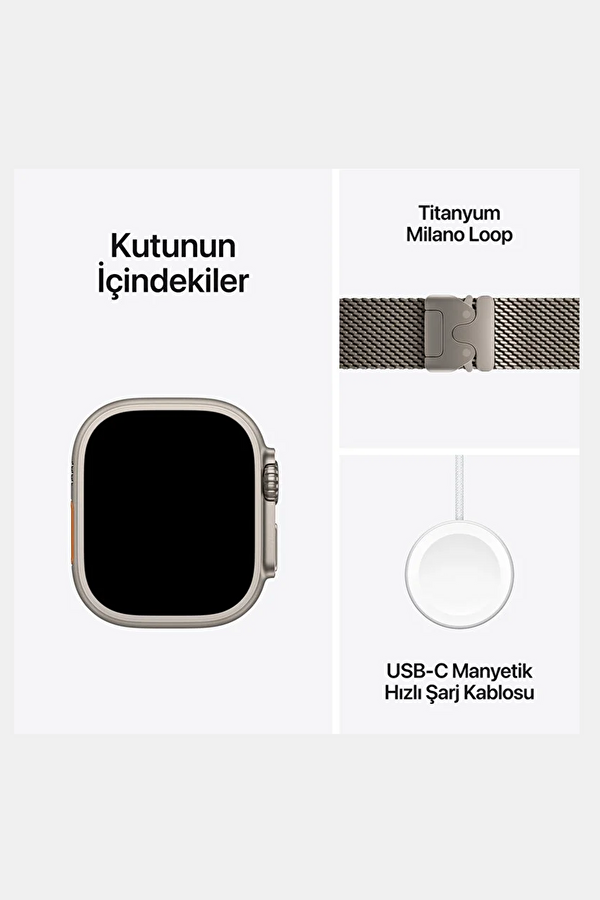 Watch Ultra 2 GPS + Cellular 49mm Natürel Titanyum Kasa Natural Titanium Milano Loop - M MX5R3TU/A 7