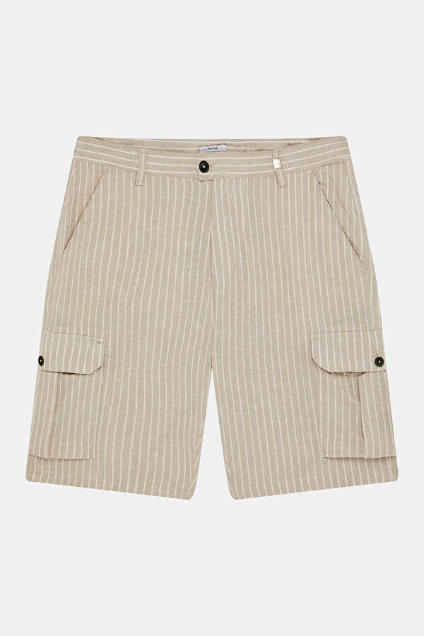 Beige Linen Cotton Men's Shorts
