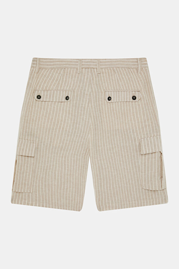 Beige Linen Cotton Men's Shorts 2