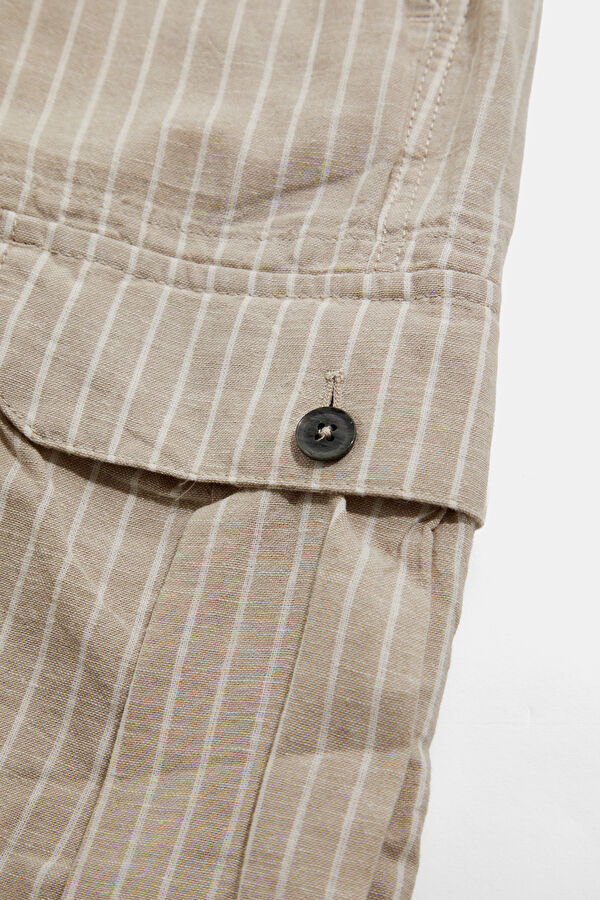 Beige Linen Cotton Men's Shorts 5