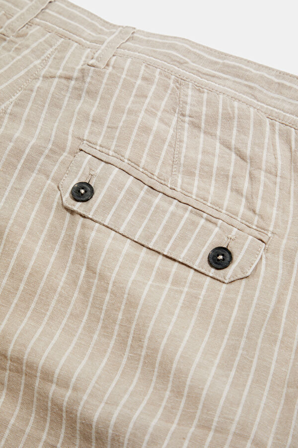 Beige Linen Cotton Men's Shorts 6