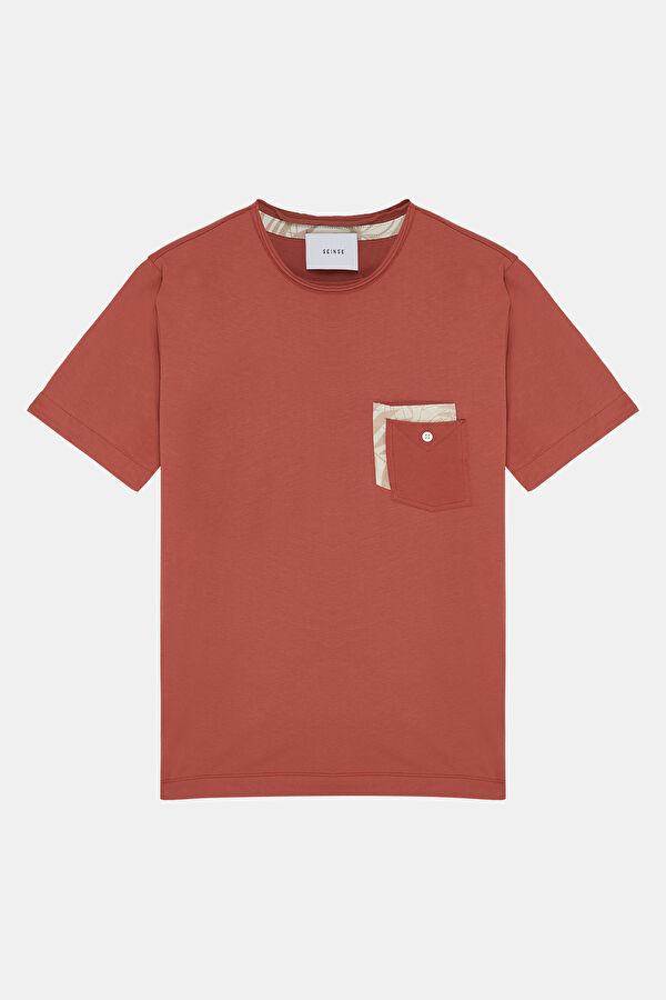 Relax Kalıp Bordo Bisiklet Yaka Erkek T-Shirt
