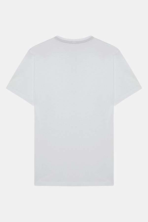 Relax Kalıp Beyaz Bisiklet Yaka T-Shirt 2