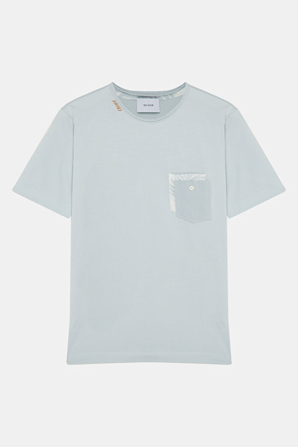 Relax Kalıp Beyaz Bisiklet Yaka T-Shirt