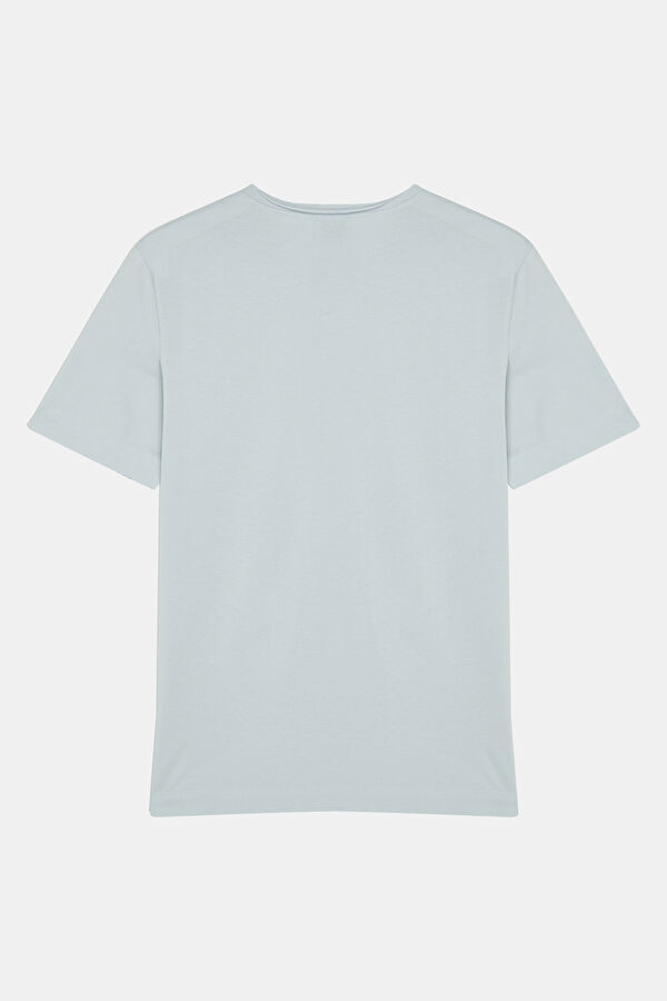 Relax Kalıp Beyaz Bisiklet Yaka T-Shirt 2
