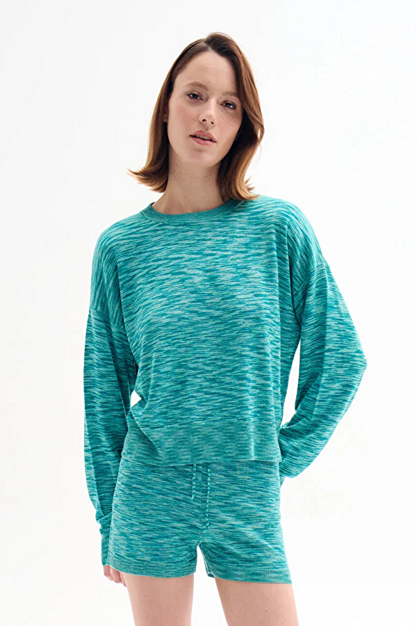 Multicolored Gradient Pattern Viscose Knit Women's Sweater