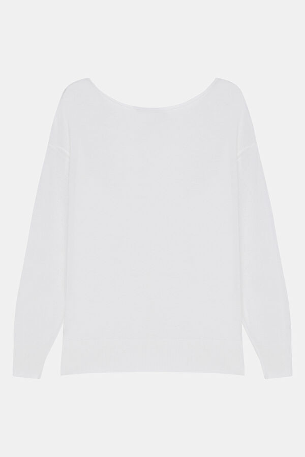 Ecru Viscose Knit Sweater 3