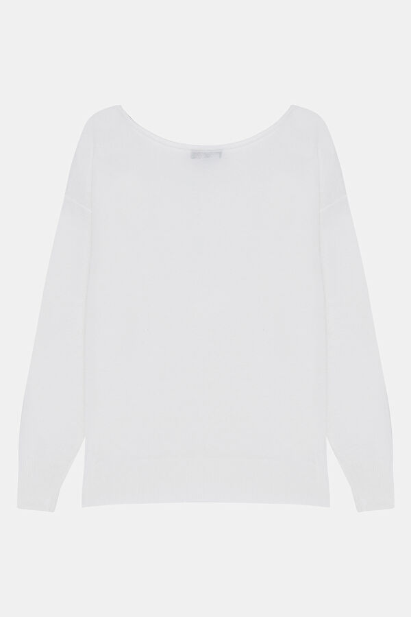 Ecru Viscose Knit Sweater 4