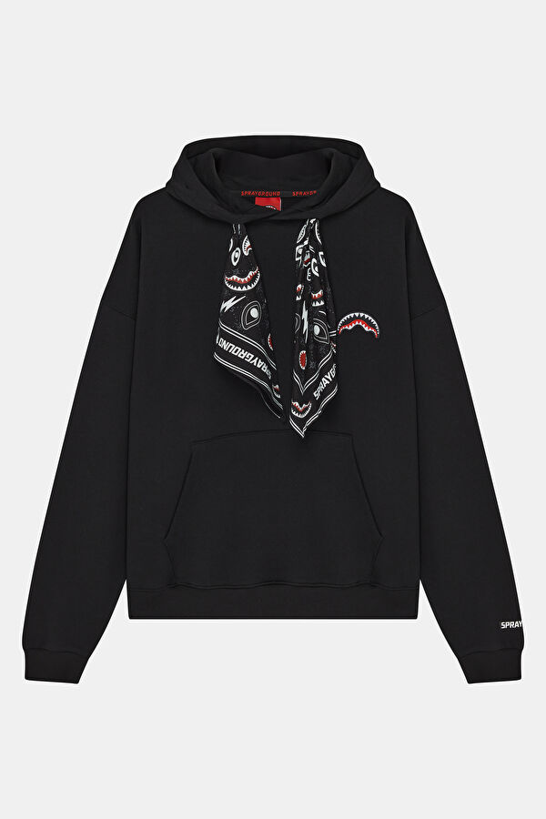 Siyah Relax Kalıp Kapuşonlu Erkek Sweatshirt
