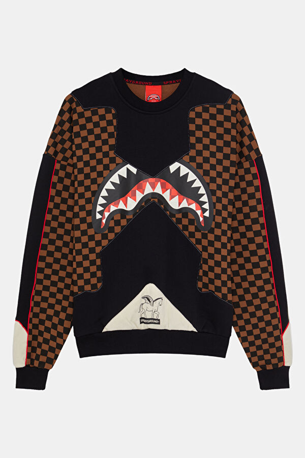 Kahve Relax Kalıp Bisiklet Yaka Erkek Sweatshirt