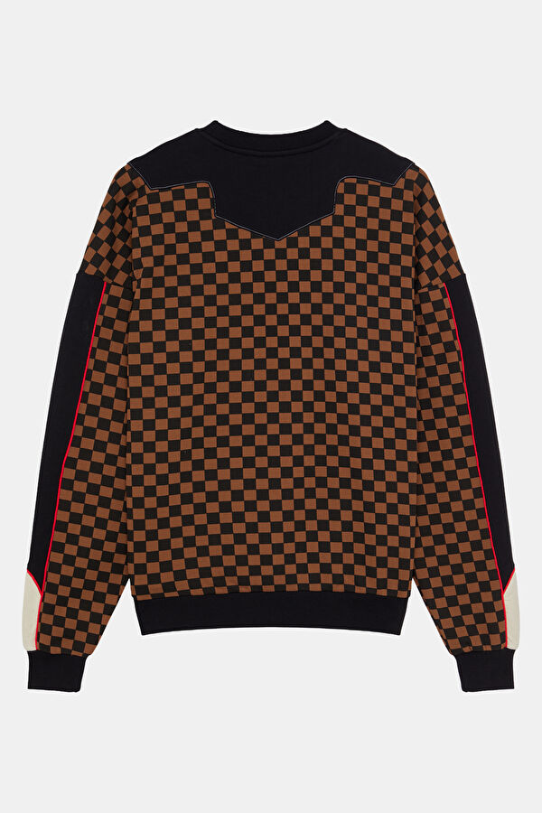 Kahve Relax Kalıp Bisiklet Yaka Erkek Sweatshirt 2