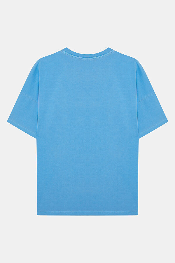 Relax Pattern Blue Crew Neck T-Shirt 2