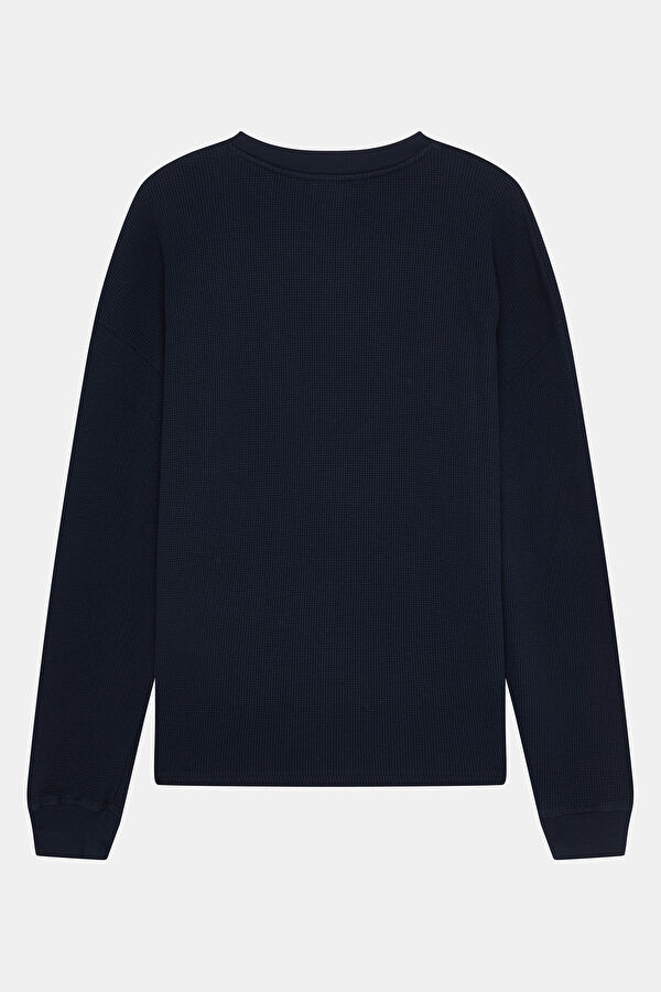 Lacivert Relax Kalıp Bisiklet Yaka Erkek Sweatshirt 2