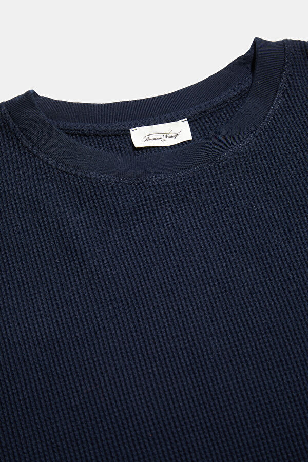 Lacivert Relax Kalıp Bisiklet Yaka Erkek Sweatshirt 3