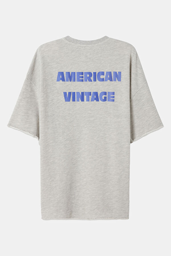 Oversize Light Gray Crew Neck Printed Men's T-Shirt 8