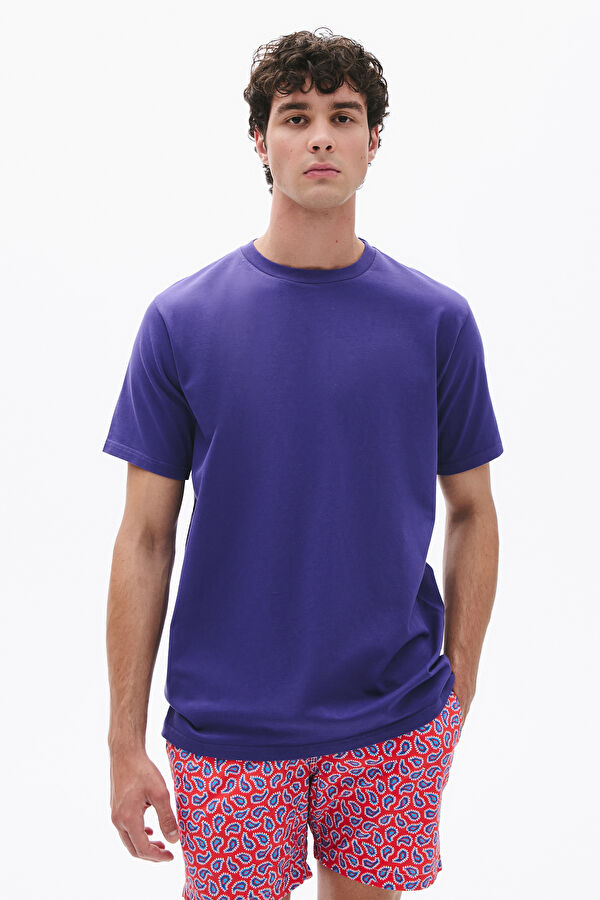 Relax Fit Purple Crew Neck Men's T-Shirt