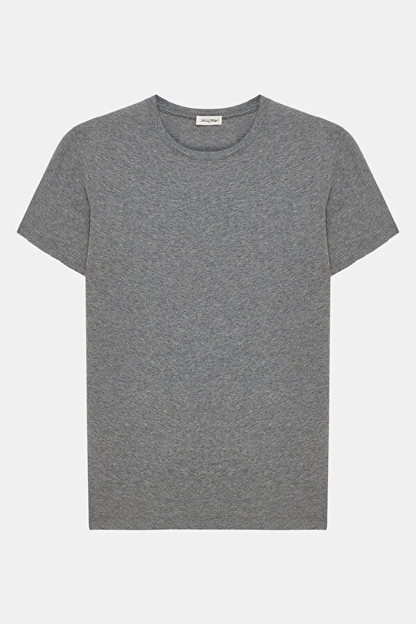 Relax Kalıp Gri Bisiklet Yaka Erkek T-Shirt