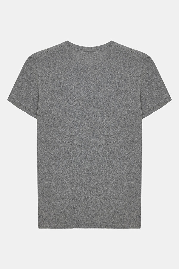 Relax Kalıp Gri Bisiklet Yaka Erkek T-Shirt 2
