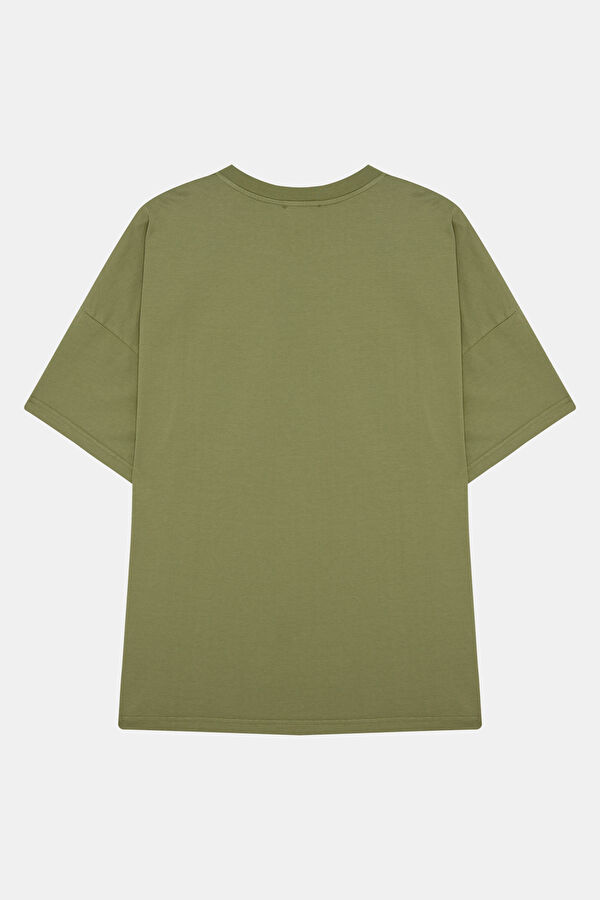 Relax Fit Khaki Crew Neck Men's T-Shirt 2