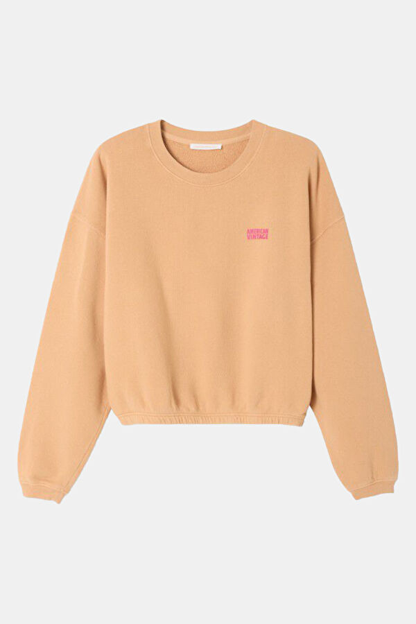 Taba Kapuşonlu Kadın Sweatshirt