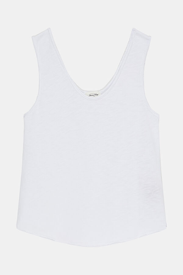 Relax Kalıp Beyaz V Yaka Kadın T-Shirt