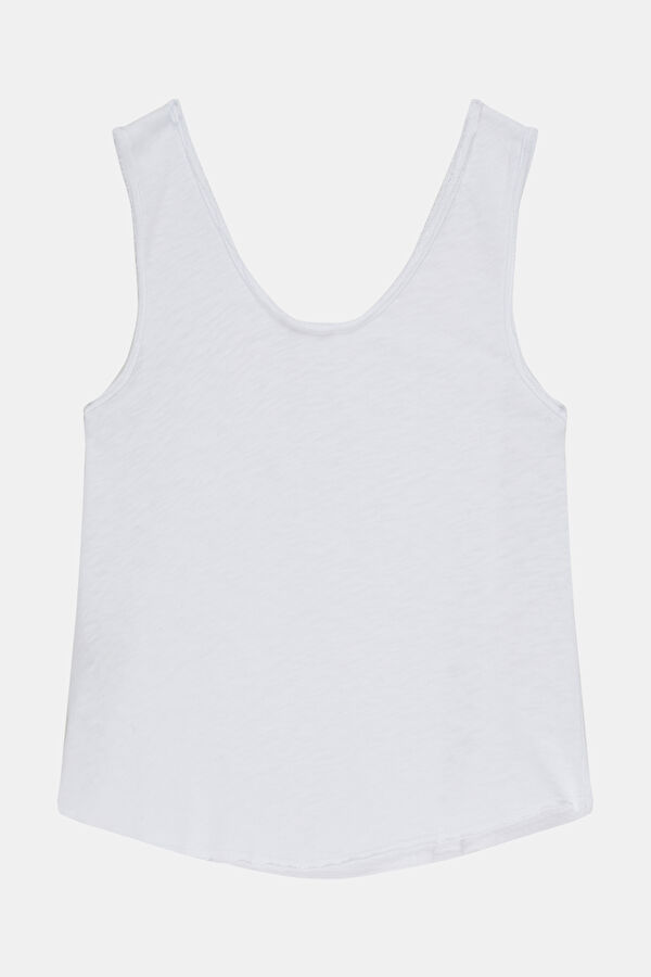 Relax Kalıp Beyaz V Yaka Kadın T-Shirt 2