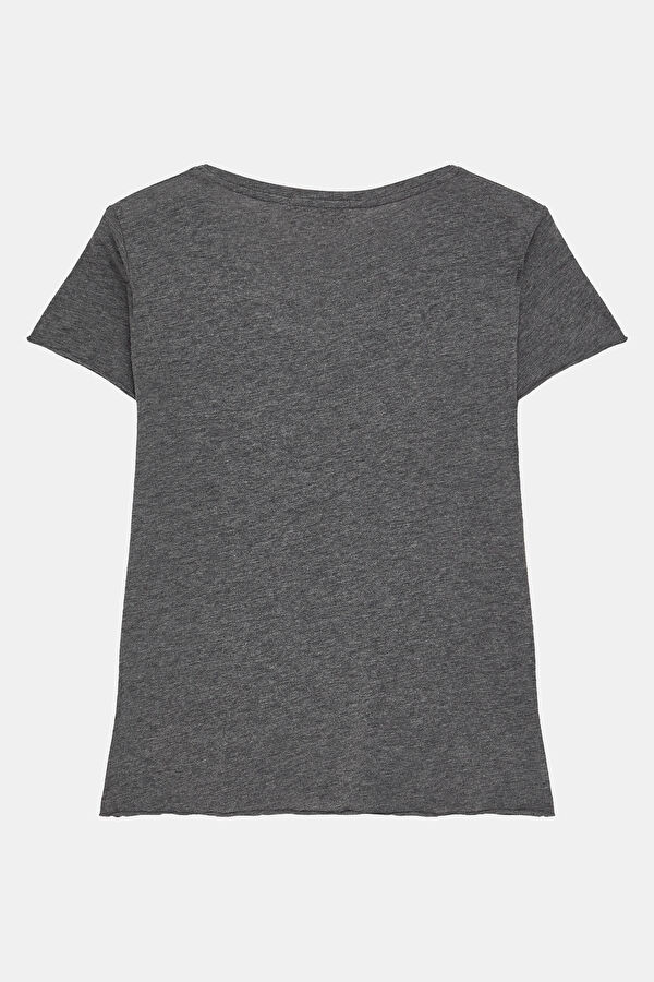 Relax Pattern Anthracite V Neck T-Shirt 2