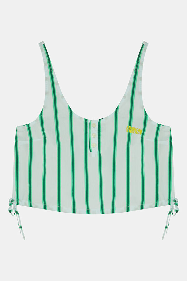 Green Striped Pattern Women's Blouse