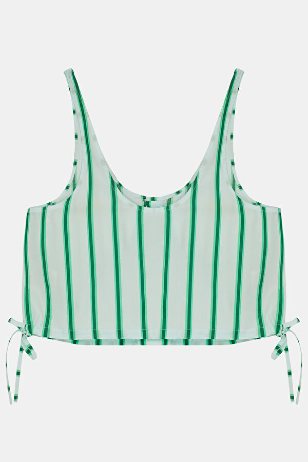 Green Striped Pattern Women's Blouse 2
