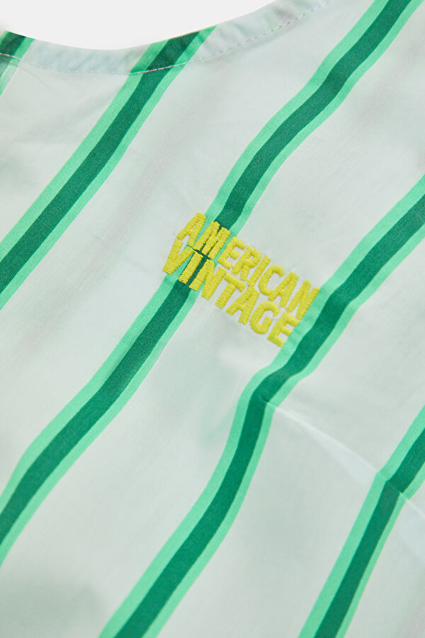 Green Striped Pattern Women's Blouse 4