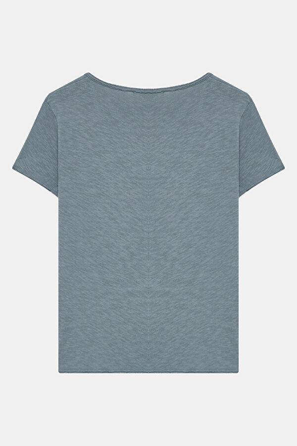 Relaxed Fit Grey V-Neck Women's T-Shirt 2