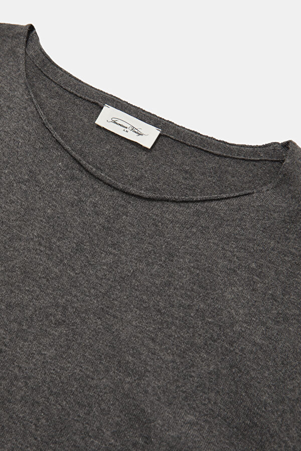 Relax Kalıp Antrasit Bisiklet Yaka Erkek T-Shirt 3