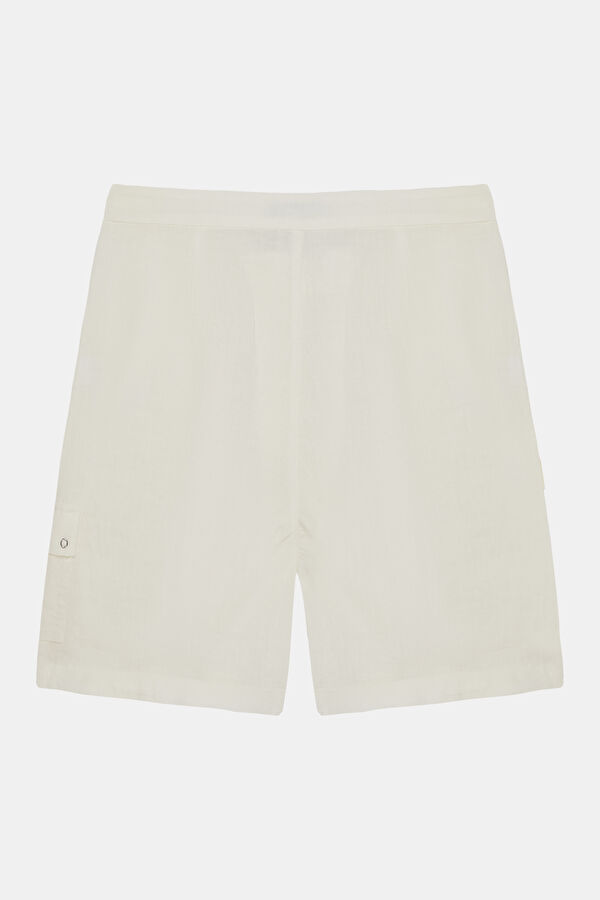 Ecru Linen Women's Shorts 2