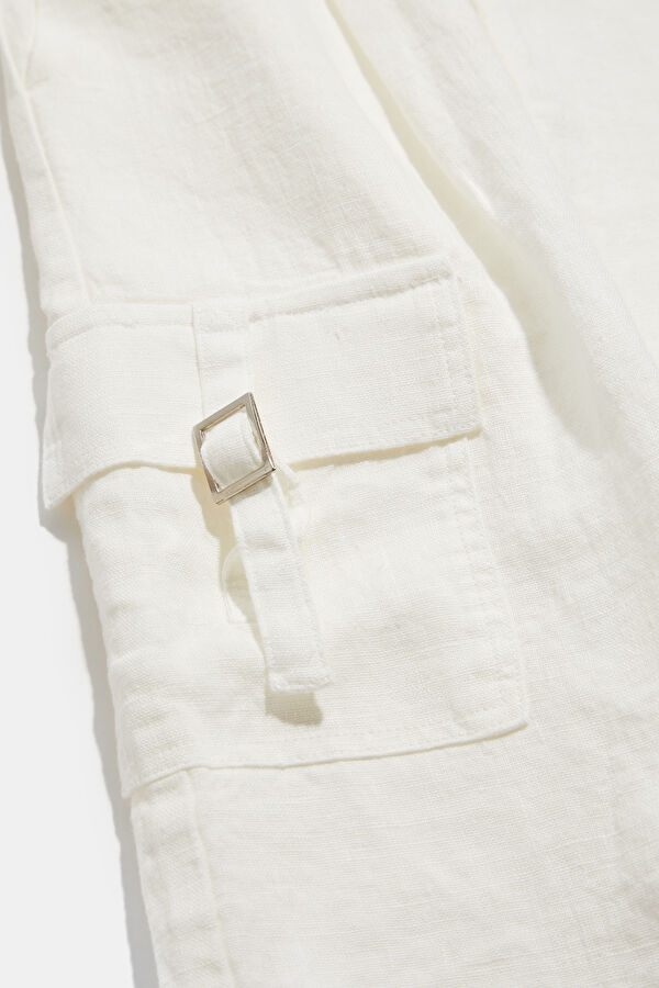 Ecru Linen Women's Shorts 4
