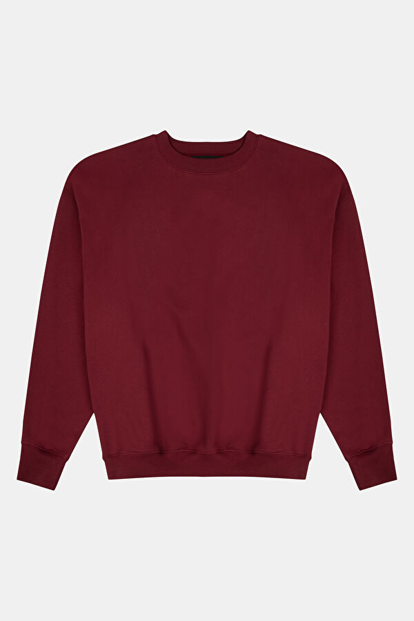 Burgundy Oversize Crew Neck Men's Sweatshirt 2