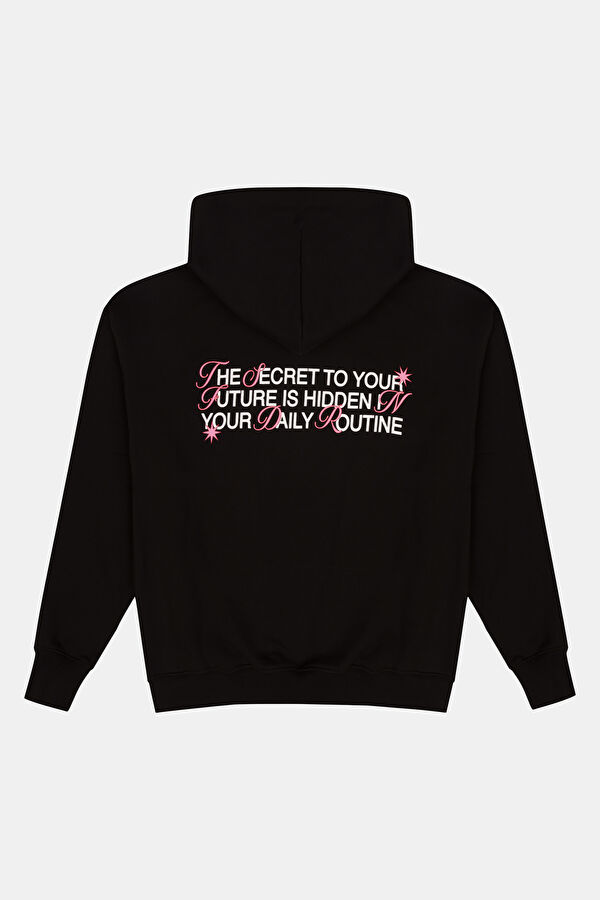 Siyah Oversize Kapuşonlu Erkek Sweatshirt