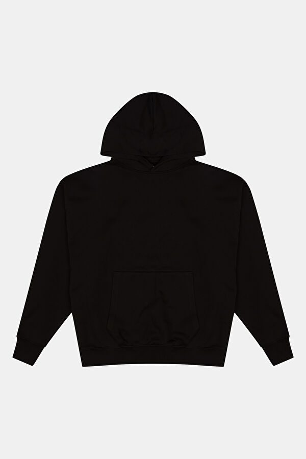 Siyah Oversize Kapuşonlu Erkek Sweatshirt 2