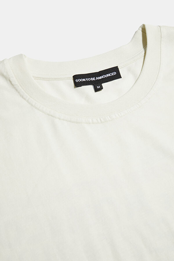 Oversize Krem Bisiklet Yaka Baskılı Erkek T-Shirt 3
