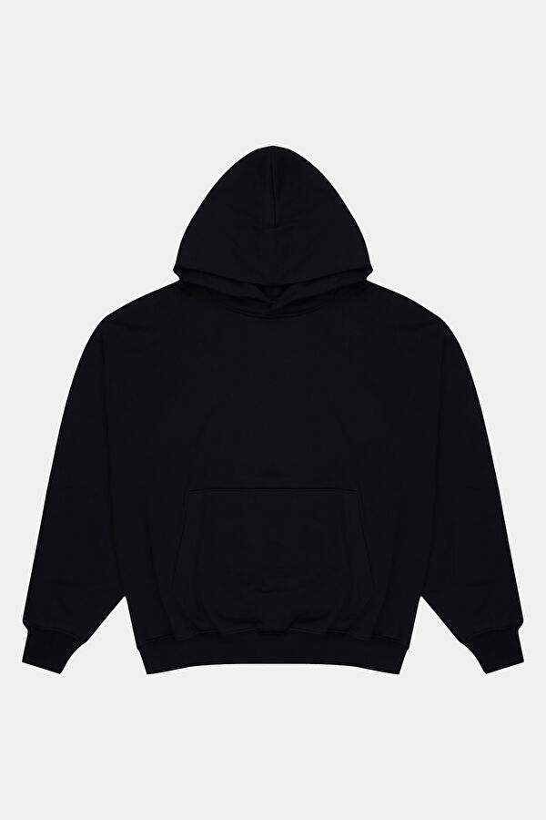 Siyah Oversize Kapuşonlu Erkek Sweatshirt