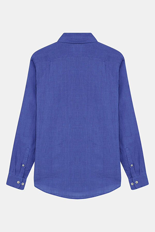 Blue Linen Men's Shirt 4