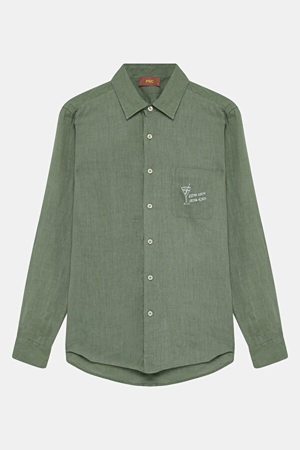 Light Green Linen Men's Shirt 3