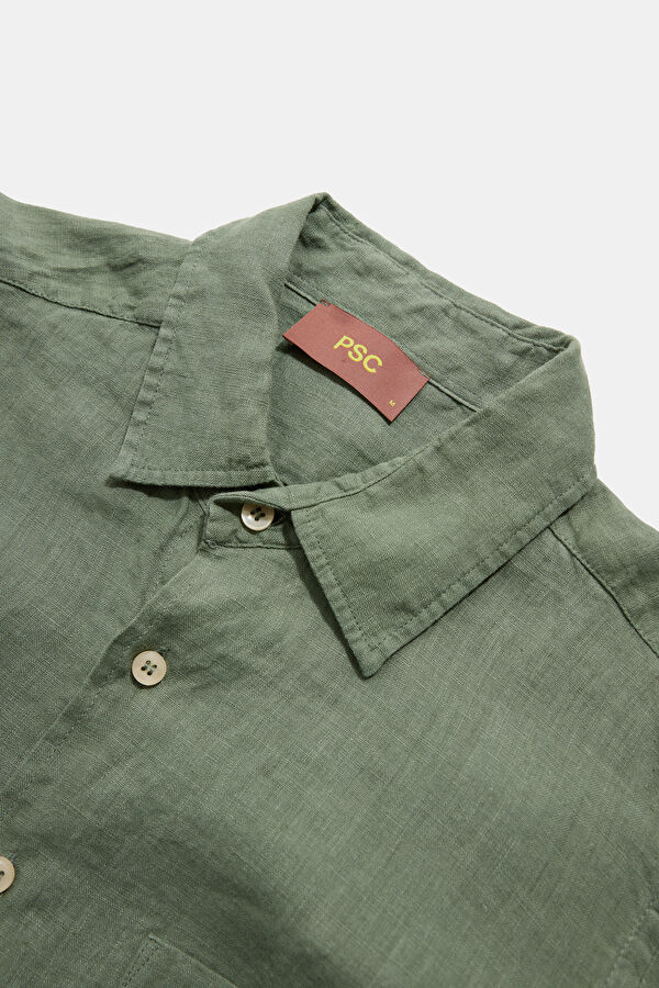 Light Green Linen Men's Shirt 5