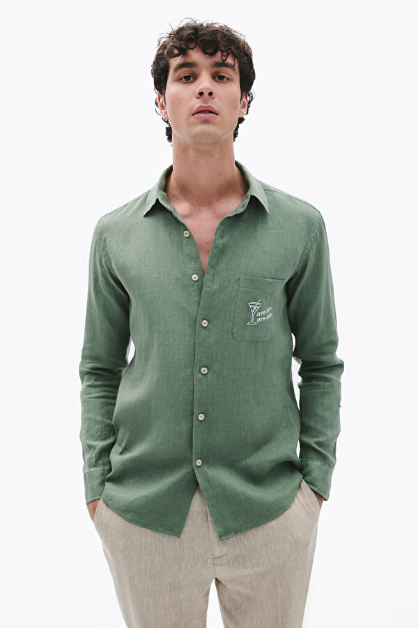 Light Green Linen Men's Shirt