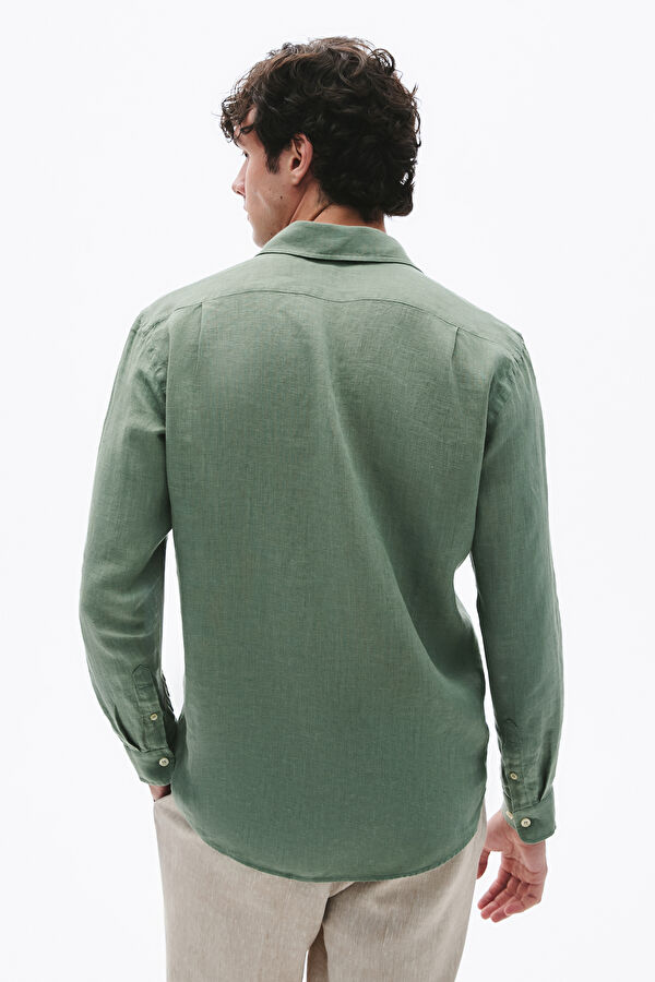 Light Green Linen Men's Shirt 2