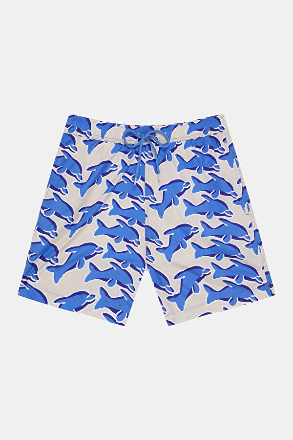 Beige Patterned Men's Swimsuit 3