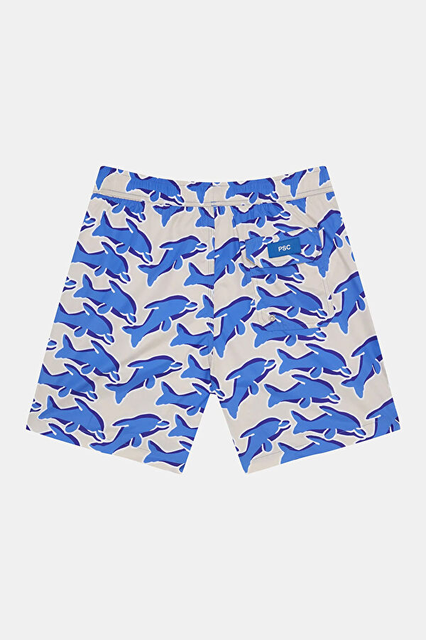 Beige Patterned Men's Swimsuit 4
